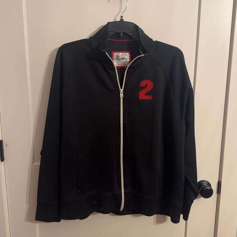 Old Navy Track Jacket Mens 2XL Black Fleece Full Zip Athletic 2 Patch Casual
